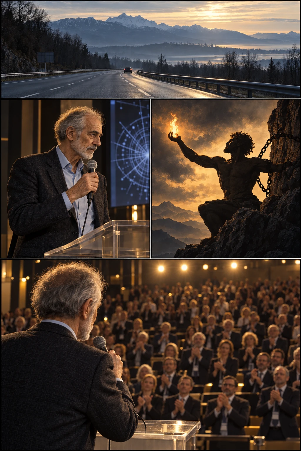 The fire. The next morning, forty kilometers west of Geneva, Aris will die inside a car. The recording of that laughter will outlive everyone in the room.